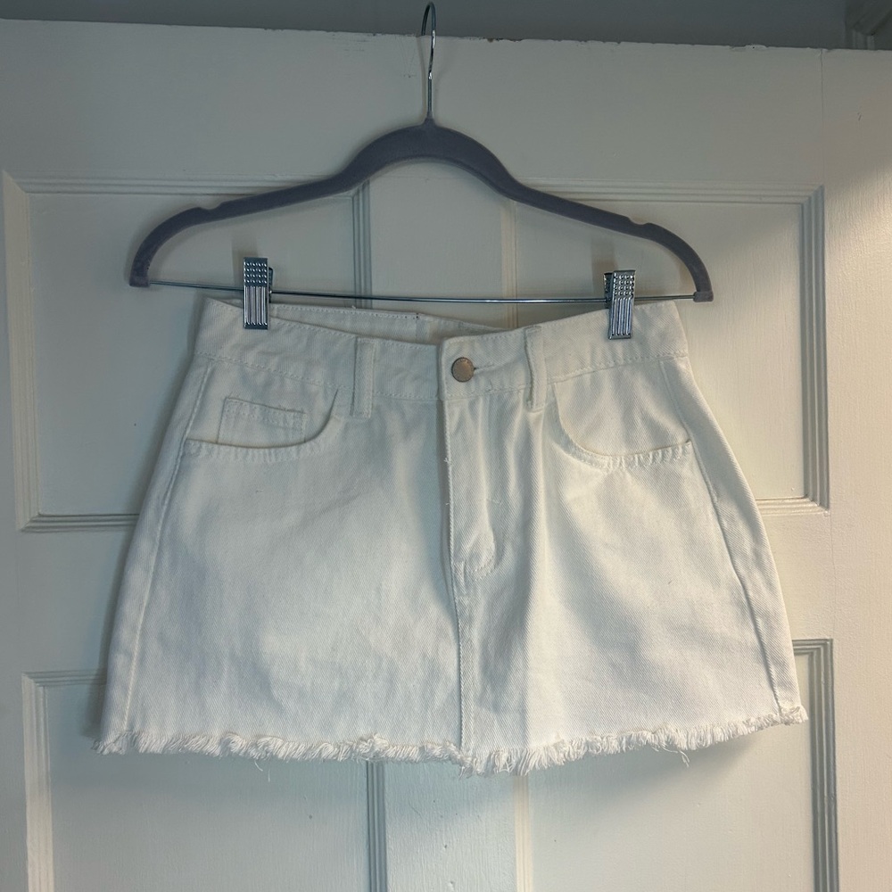 White Denim Mini Skirt